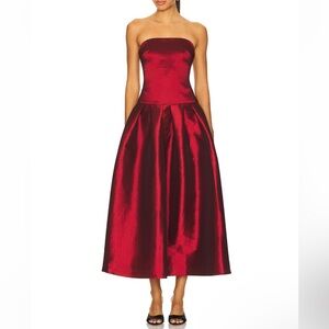 MORE TO COME From Revolve  Cambria Strapless Dress in Dark Red Size L